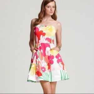 LILLY PULITZER 100% Floral Strapless Dress